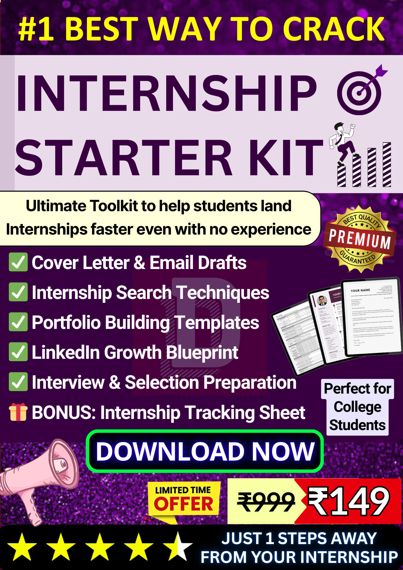 Internship Preparation Kit – Cover Letters, Portfolio, LinkedIn & Interview Prep 🎯